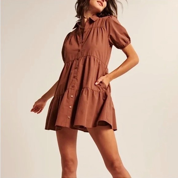Abercrombie & Fitch Dresses & Skirts - ABERCROMBIE Poplin Trapeze Shirt Dress in Paprika Red Medium